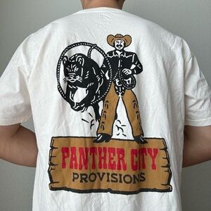 Panther City Provisions Cowboy Rodeo Graphics White Tee Shirt